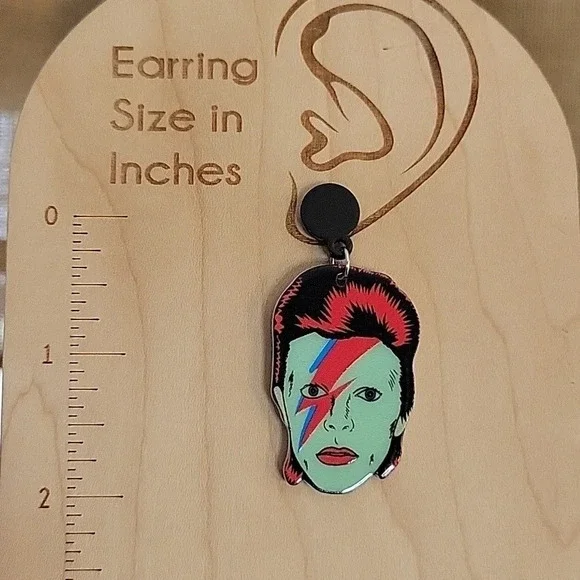 🔥LAST PAIR🔥 ZIGGY STARDUST Glow-in-the-Dark Bowie Earrings - Picture 3 of 7